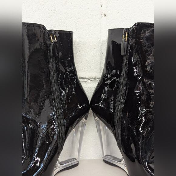 new 5.5 Stuart Weitzman Lucite 105mm Ankle Boots - Black pointed toe clear heel - Picture 7 of 12